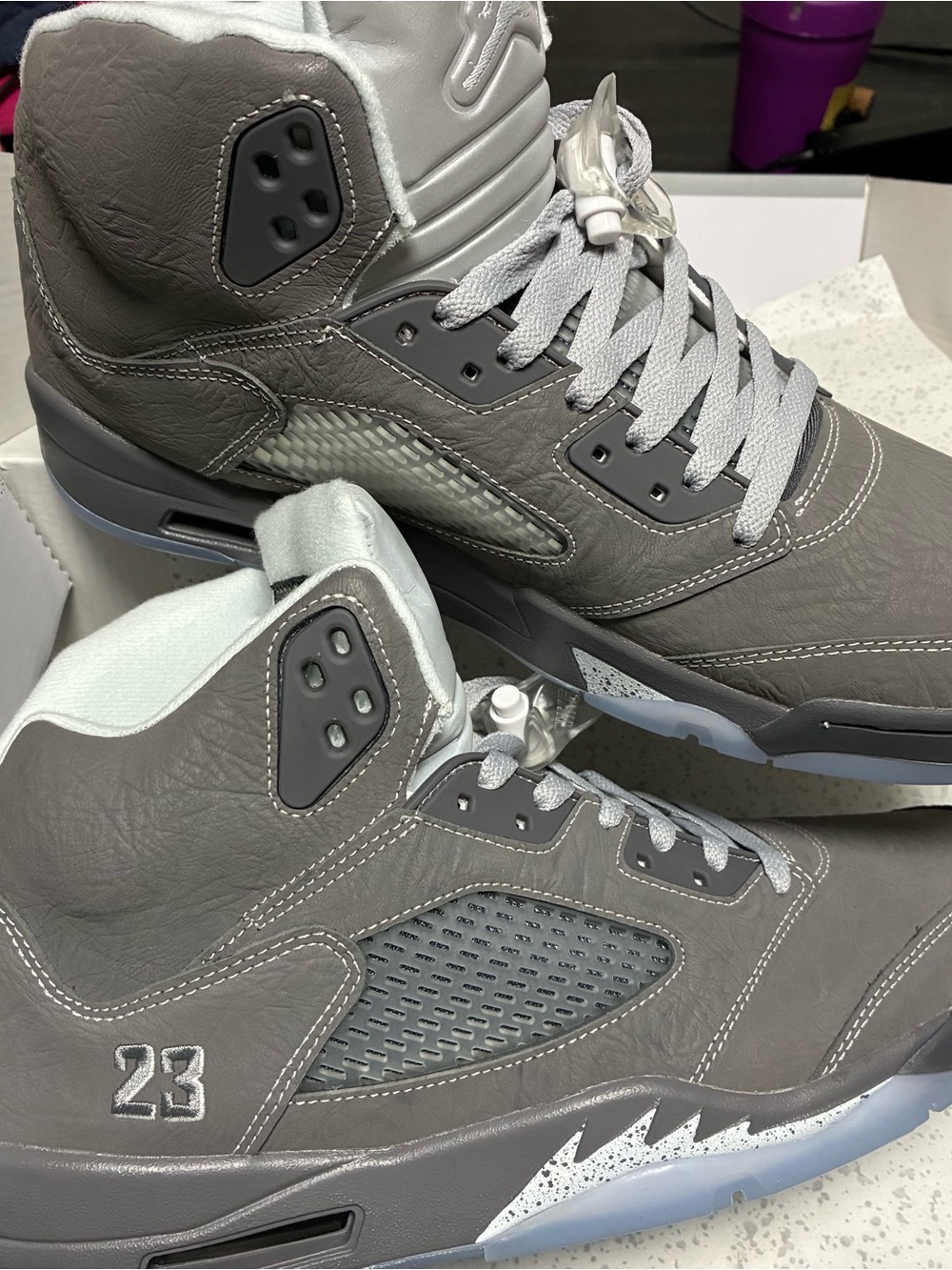 Grey leather Jordan 5